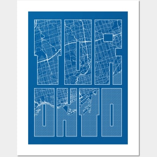 Toronto, Canada City Map Typography - Blueprint Posters and Art